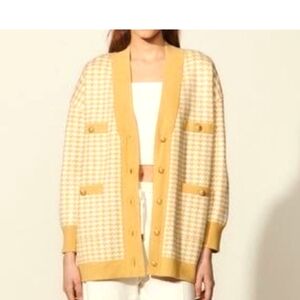 Joie Cardigan, Gold Check, Size Small